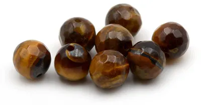 Produktbild von Vintageparts Tigerauge Perlen facettiert Naturstein 8 mm, 8 Stück