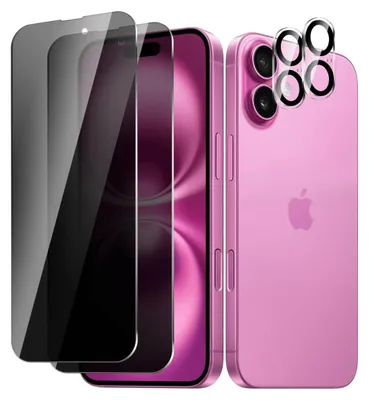 Produktbild von 2X Panzerglas für iPhone 16 Plus Blickschutz Sichtschutz Anti-Spy Schutzglas Panzerfolie