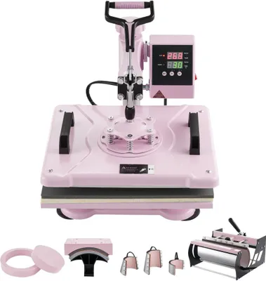 Immagine prodotto di Pressa termica 8 in 1 30x38cm per magliette e tumbler - Rosa - Macchina per stampa tessile fai da te