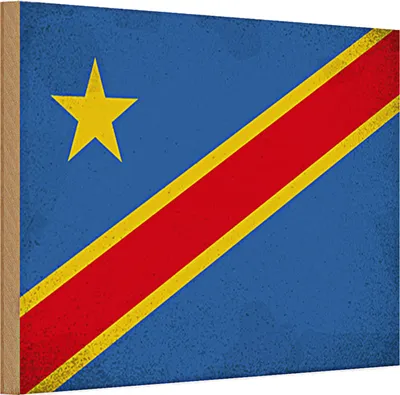 Produktbild von Holzschild Flagge DR Kongo 30x20cm Flag Congo Vintage