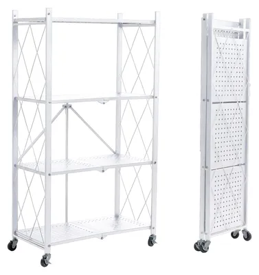 Inklappbares Rollregal 4 Etagen Metall 71x34x126 cm Weiß