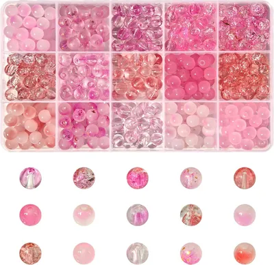 Imagen del producto de Esferas de vidrio de 8 mm, 380 unidades, de colores variados, para la fabricación de joyería