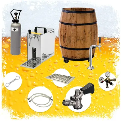Produktbild von Komplett Set - Zapfanlage, Bierzapfanlage, Mobile Bierbar, Rollbar - BARRIQUE, Zapfkopf: Korb