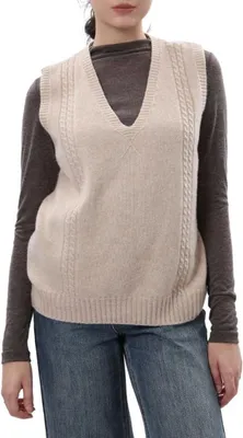 Produktbild von Elzusha - Damen Strickweste aus Wolle mit V-Ausschnitt