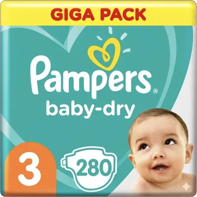 Zdjęcie produktu dla Pampers Baby-Dry rozmiar 3 - 280 pieluszek - 6-10 kg - opakowanie ekonomiczne