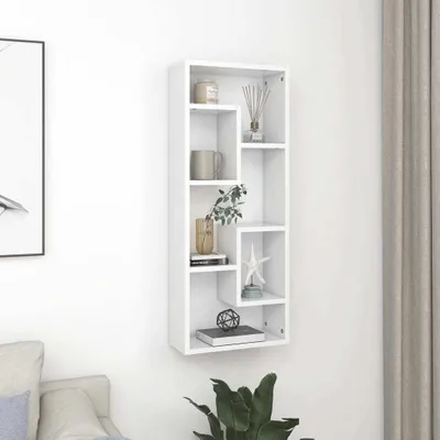 Immagine prodotto di The Living Store Scaffale a muro bianco 36x16x90 cm in materiale ligneo
