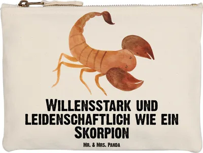 Produktbild von Mr. & Mrs. Panda Stifteetui Sternzeichen Skorpion Grösse XL Große - Weiß - Geschenk, November, Skorpione, pencil case, Etui, Mäppchen, Geburtstag, Oktober, Federmappe