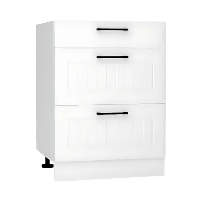 Produktbild von Unterschrank - Küchen Unterschrank - Arvion D60S3 - 60 cm - Weiß / Matt - 3 Schubladen für effiziente Organisation