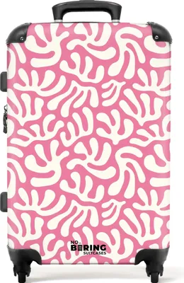 Produktbild von NoBoringSuitcases.com® Großer Koffer - Rosa mit weißem Korallenmuster - Kombinationsschloss TSA - Hartschalen Trolley 4 Rollen - 72 liter - Reisekoffer - 66 cmKoffer Mittelgroß 67x43x25 cm, 72L,