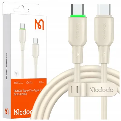 Image de Mcdodo Usb-C Fast Charging Cable For Samsung Apple Usb Type C 65W 1M Led Beige