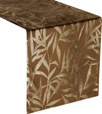 Obrázek produktu pro Eurofirany 390119, Obdélníkový, Hnědá, Polyester, Pásový ubrus, Květinový vzor, 35 x 220 cm