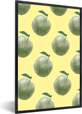 Produktbild von MuchoWow® Gerahmtes Poster Äpfel - Grün - Gelb 60x90 cm - Poster mit Schwarzem Bilderrahmen Wandposter Rahmen Foto Bilder - Kunst