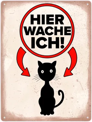 Produktbild von Hier wache ich Metallschild XXL in 28x38 cm mit Katzen Silhouette