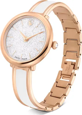Image de Swarovski Crystalline Bangle Uhr, Schweizer Produktion, Metallarmband, Weiß, Roségoldfarbenes Finish CRYSTALLINE BANGLE WATCH:MB WHI//PRO 5689324 9009656893241
