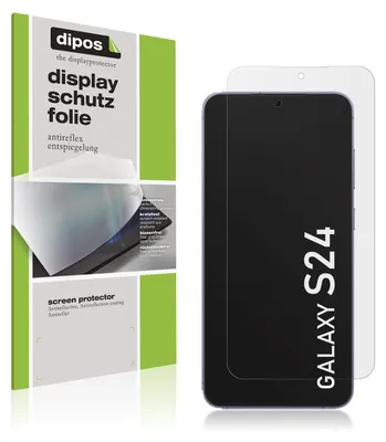 A product shot of a screen protector packaging next to a smartphone with a screen protector applied.