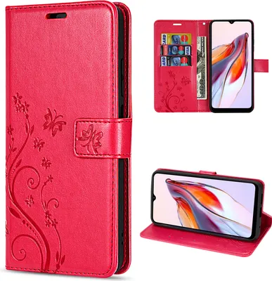 Produktbild von Hülle Xiaomi Redmi 12C, Handy Tasche Handyhülle Flip Wallet Case Klapphülle Etui Rot
