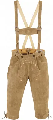 Produktbild von Trachten Lederhose Kniebundhose trachtenhose Hose mit Hosenträger, Größe:54/XL, Farbe:Beige
