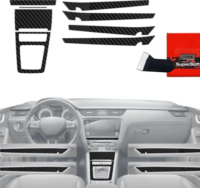 Produktbild von 8in1 Schutzfolien Grizz Protector für Mittelkonsole & Armaturenbrett - Skoda Octavia 3 (2017-2020) Schwarz Matt Antifingerprint