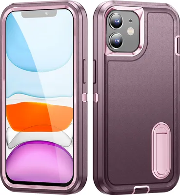 Produktbild von Hülle für iPhone 11 Hybrid Dreilagige Robust Stoßfest Schwerlast Schutzhülle mit Ständer Lila
