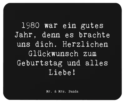 Produktbild von Mr. & Mrs. Panda Mouse Pad Spruch 1980 Geburtstag - Schwarz - Geschenk, Herzlichen Glückwunsch, mousematte, besondere Geschenke, geboren, Happy Birthday, handgefertigte