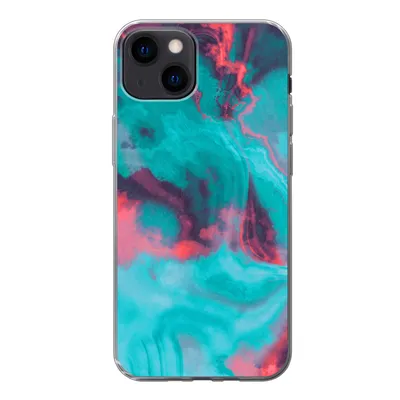 Produktbild von MuchoWow® Handyhülle Schutzhülle Hülle für iPhone 13 Abstrakt - Neon - Rosa - Blau Silikon Softcase Handy Hülle - Karteninhaber - Geburtstag Teenager