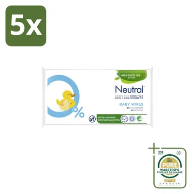 Produktbild von 5 x Neutral Baby Feuchttücher - parfumfrei - plastikfrei - Vorratspackung - 5 Stücke