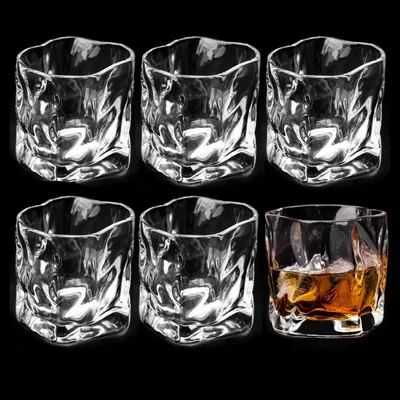 Whiskygläser-Set, 6er, 200 ml, transparent, Kristallglas, unregelmäßig
