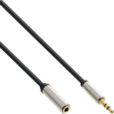 Produktbild von InLine Slim Audio Kabel Klinke 3,5mm ST/BU, Stereo, 5m, 3.5mm, Stecker, 3.5mm, Buchse, 5 m, Schwarz