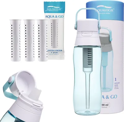 Produktbild von Aqualogis Sky Blue Filterflasche 500 ml + 3 Filters