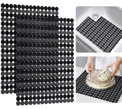 Produktbild von 2er Set Spülbeckenmatte 40x30 cm – Zuschneidbar, PVC, schwarz – Schutz vor Kratzern, rutschfest, leicht zu reinigen – Für Küchenspüle