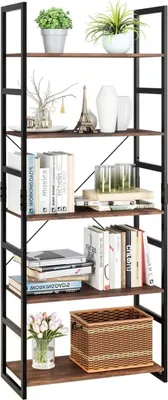 Immagine prodotto di Scaffale industriale - libreria - mobile contenitore - libreria vintage per ufficio, bagno e soggiorno - 5 livelli - 60×30×165cm