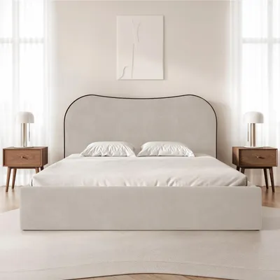Productafbeelding van Polsterbed Rotello, 180x200 cm, lichtgrijs chenille stof – inclusief bedbodem en bedlade
