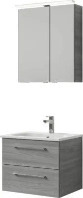 Produktbild von Pelipal Badmöbel-Set Sunline 121 BxHxT 61 x 200 x 46 cm Frontfarbe sangallo grau mit Mineralguss-Waschtisch, Waschtischu