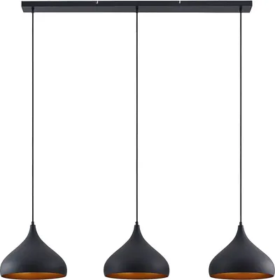 Produktbild von Lindby Pendelleuchte Elamira, schwarz, Metall, 133cm, 3-flg.
