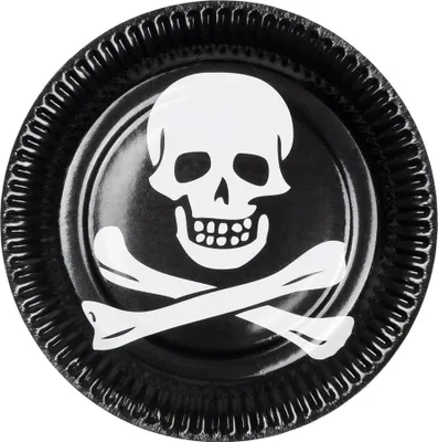 Produktbild von 10 Piratenparty Totenkopf Pappteller 23cm