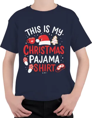 Produktbild von This is my Christmas Pajama Shirt Weihnachtsmütze - Weihnachten Xmas Christmas Uni Kinder T-Shirt, Navy, 116