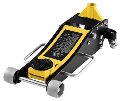 Image de Cric hydraulique SucceBuy à profil bas et roulettes 360°, capacité de charge 2,5 t, pompe à double piston à levage rapide, hauteur de levage 95-475 mm, adapté aux SUV compacts, jaune + noir