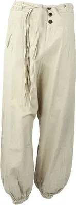 Produktbild von Uni Haremshose - Aladinhose mit Holzknöpfen - Pumphose - Yogi Pants - natur L