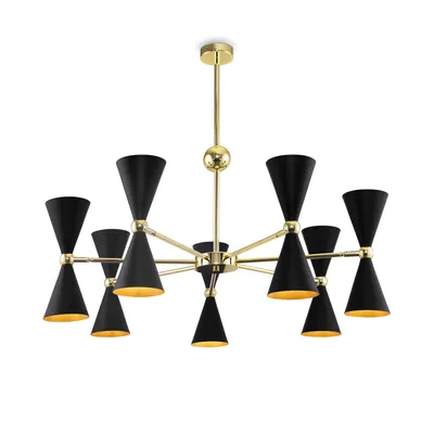 Zdjęcie produktu dla Lampa wisząca, metal w kolorze czarnego złota, wys. 81,5 cm