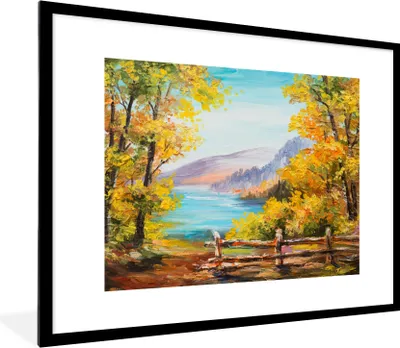 Produktbild von MuchoWow® Gerahmtes Poster Malerei - Ölgemälde - Pflanzen - Natur 80x60 cm - Poster mit Schwarzem Bilderrahmen Wandposter Rahmen Foto Bilder - Schlafzimmer-Dekorationen - Fotoposter