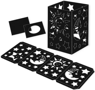 Produktbild von URSUS Sonne, Mond & Sterne, Papierlaterne, Karton, Schwarz, Einfarbig, Rechteckig, Junge/Mädchen
