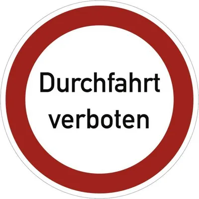 Produktbild von Dreifke® Schild Durchfahrt verboten, Textschild, Alu, Ø 400 mm