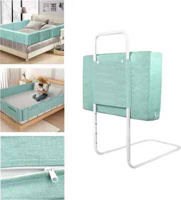 Produktbild von ACXIN Bed Rail Detská posteľ Rail Nastaviteľná oceľová rúrka Nastaviteľná výška Cot Rail pre rodinnú posteľ a detskú postieľku (60 cm, Green Lake)