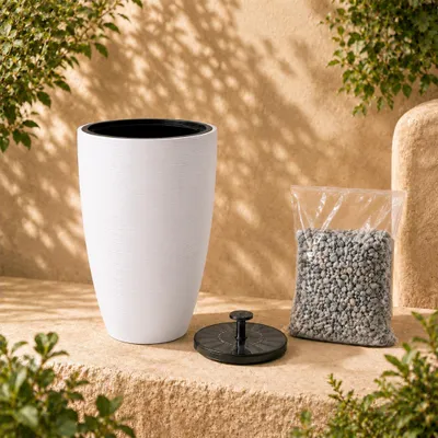 Produktbild von Solar Springbrunnen Premium Set mit Akku - lichtgrau, Ø 39 x 58 cm