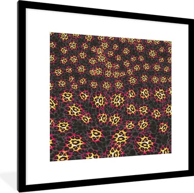 Produktbild von MuchoWow® Gerahmtes Poster Leopard - Muster - Rosa 40x40 cm - Poster mit Schwarzem Bilderrahmen Wandposter Rahmen Foto Bilder - Poster - Plakat im Rahmen