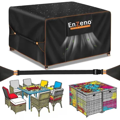 Obrázek produktu pro Ochranný obal na zahradní nábytek, vodotěsný, rozměry 150x150x74 cm, materiál: Oxford 210D sPolyuretanpovlakem