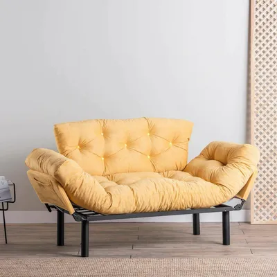 Immagine prodotto di Guchol - Divano Letto 2 Posti, 155x70 cm Giallo, Contenitore