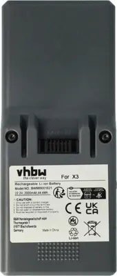 Produktbild von vhbw Akku kompatibel mit Genius Invictus X3 Staubsauger (2000 mAh, 22,2 V, Li-Ion)