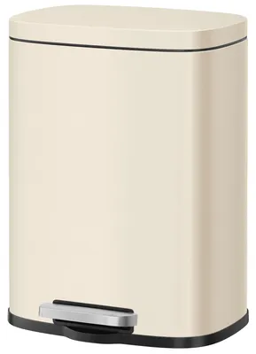 Image de Poubelle de 12 litres avec bac intérieur et système de fermeture en douceur, en acier | Beige | 28,6 x 38,4 x 25,2 cm