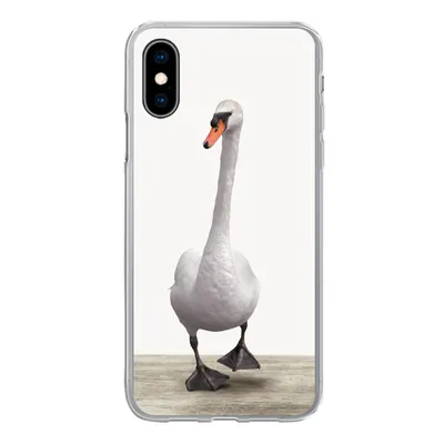 Produktbild von MuchoWow® Handyhülle Schutzhülle Hülle für iPhone X Schwan - Tiere - Vogel - Jungen - Mädchen - Kinder Silikon Softcase Handy Hülle - Handyhülle